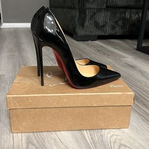 Christian Louboutin So Kate 120 black patent leather pumps